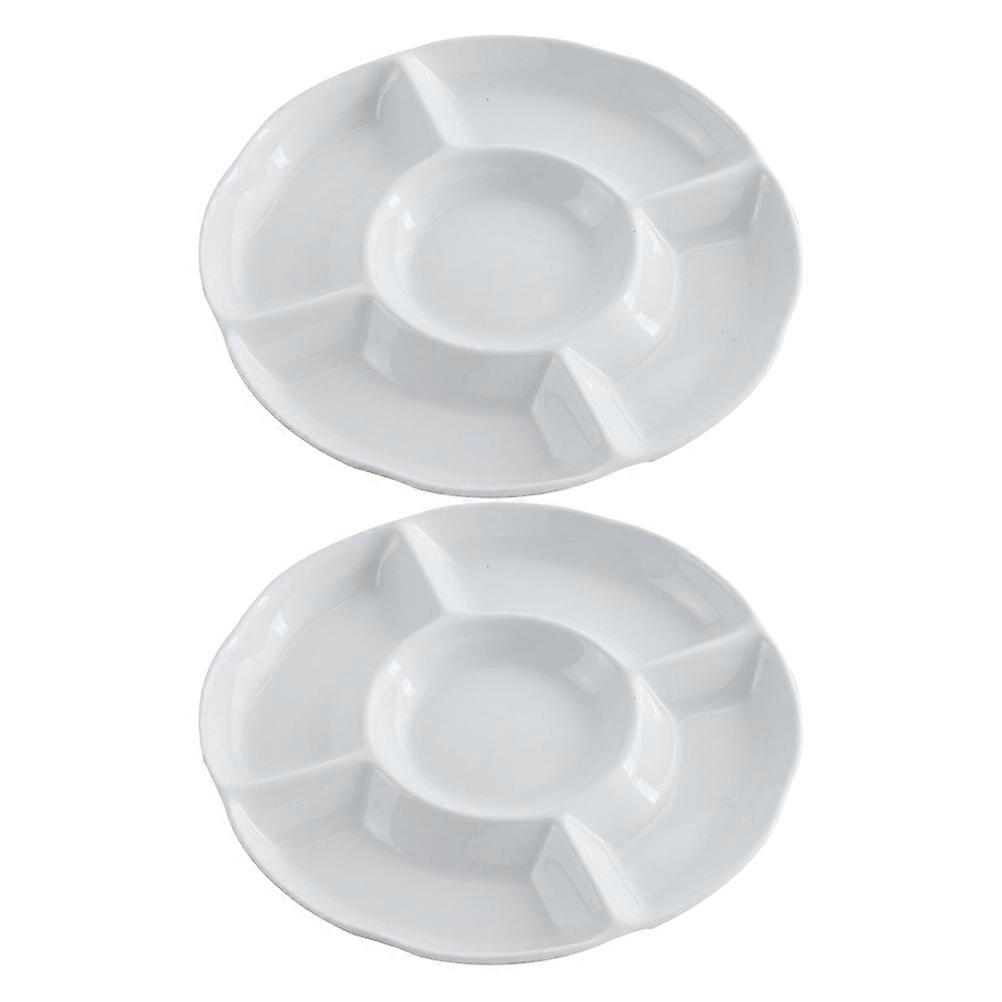 Five-Section Snack Serving Plate Food Platter 2Pcs for Kitchen Use