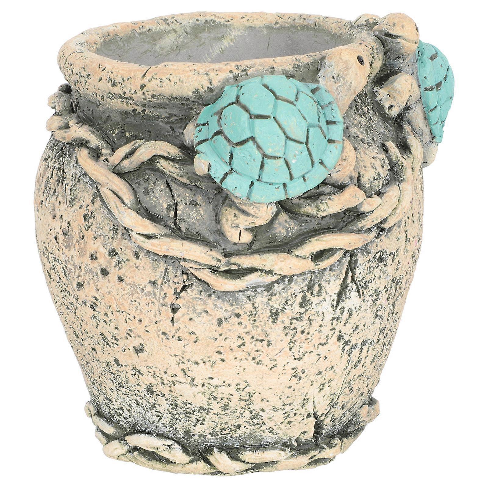 Animals Design Flowerpot Turtle Cement Planter for Home Use