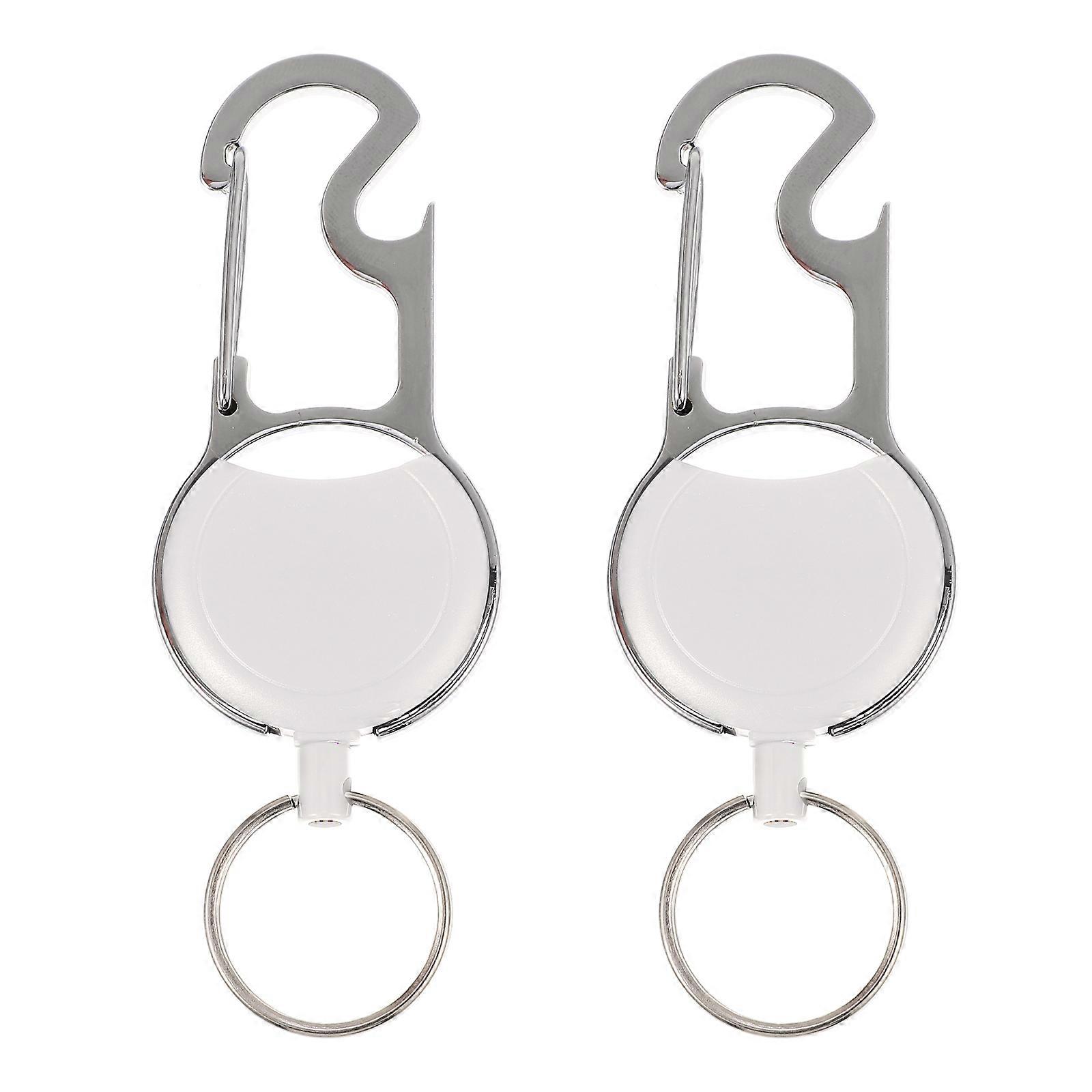Practical Retractable Keychain Carabiner Key Holder for 2Pcs Key Organization