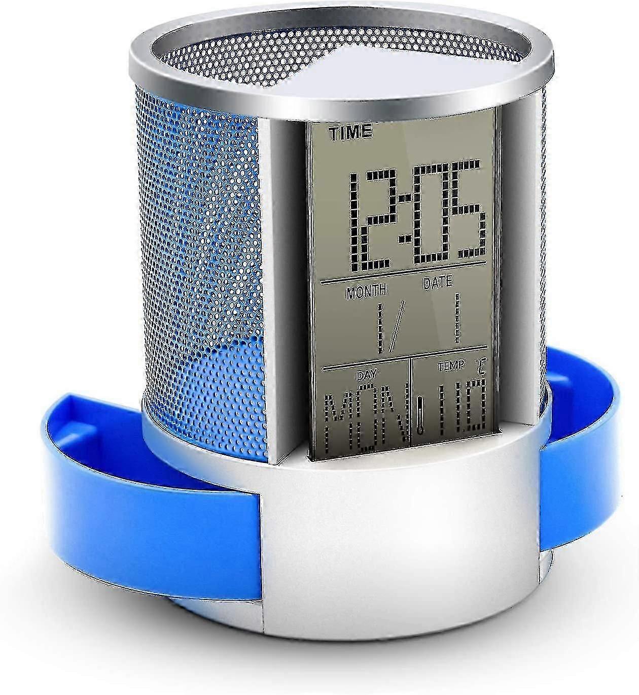 Multi -function desktop LCD number display clock and network calendar pen rack