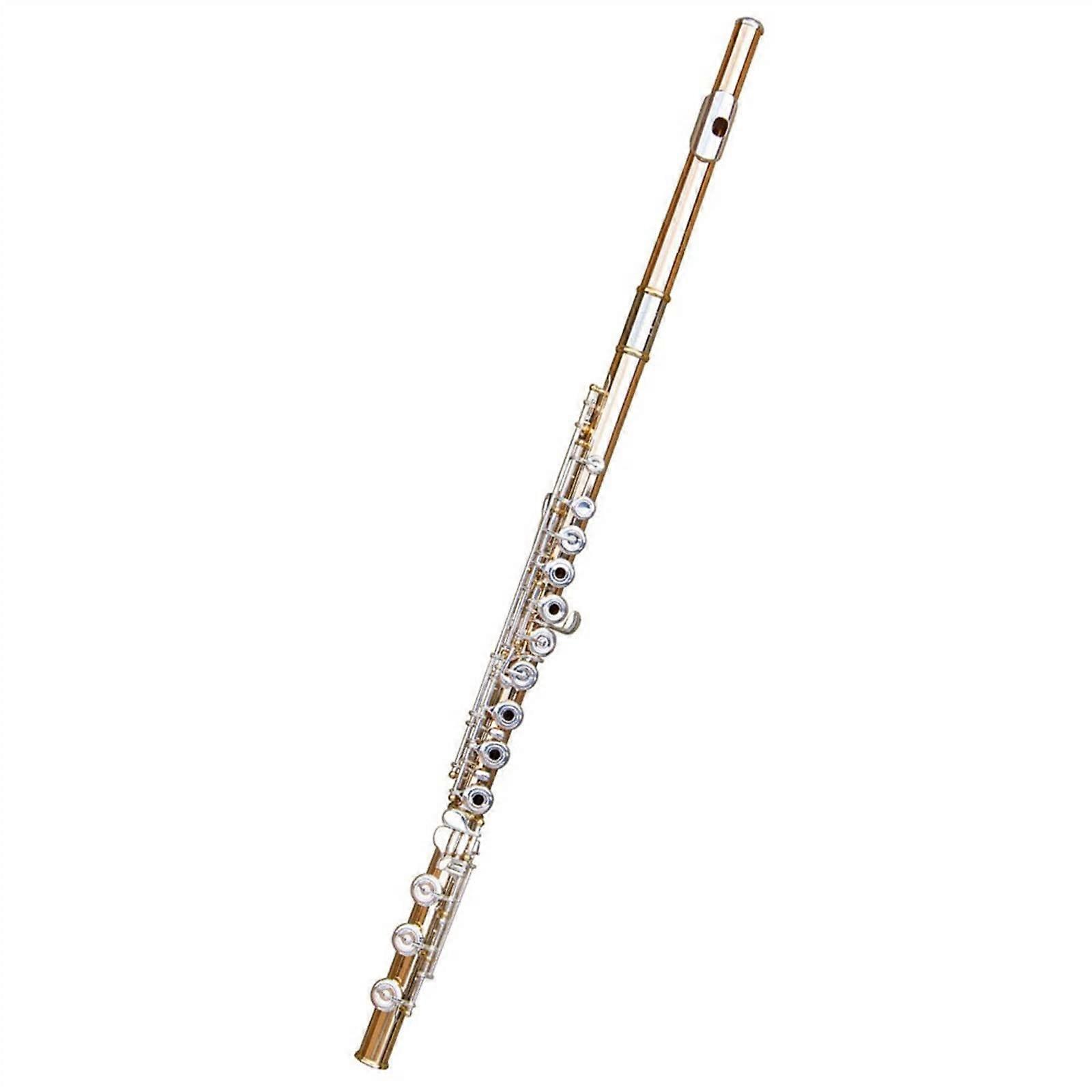 Copper Alloy Concert Flute with Silver Headjoint, Offset G Split E, Wooden Case for Beginners