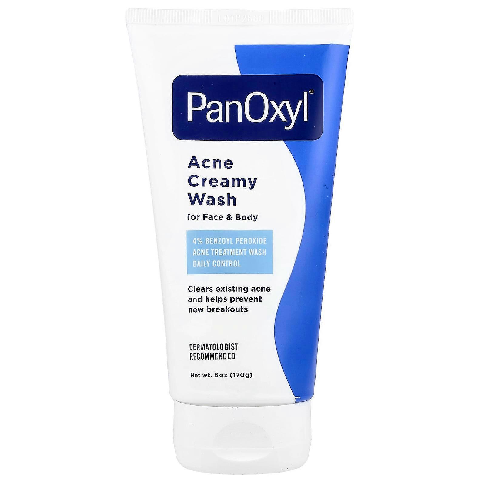 PanOxyl, Acne Creamy Wash, Bensoylperoxid 4% daglig kontroll, 6 oz (170 g)