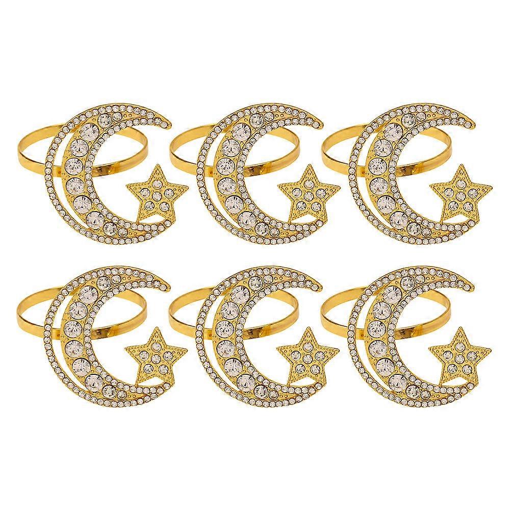 Gold Napkin Rings for Wedding Table Decor 6Pcs