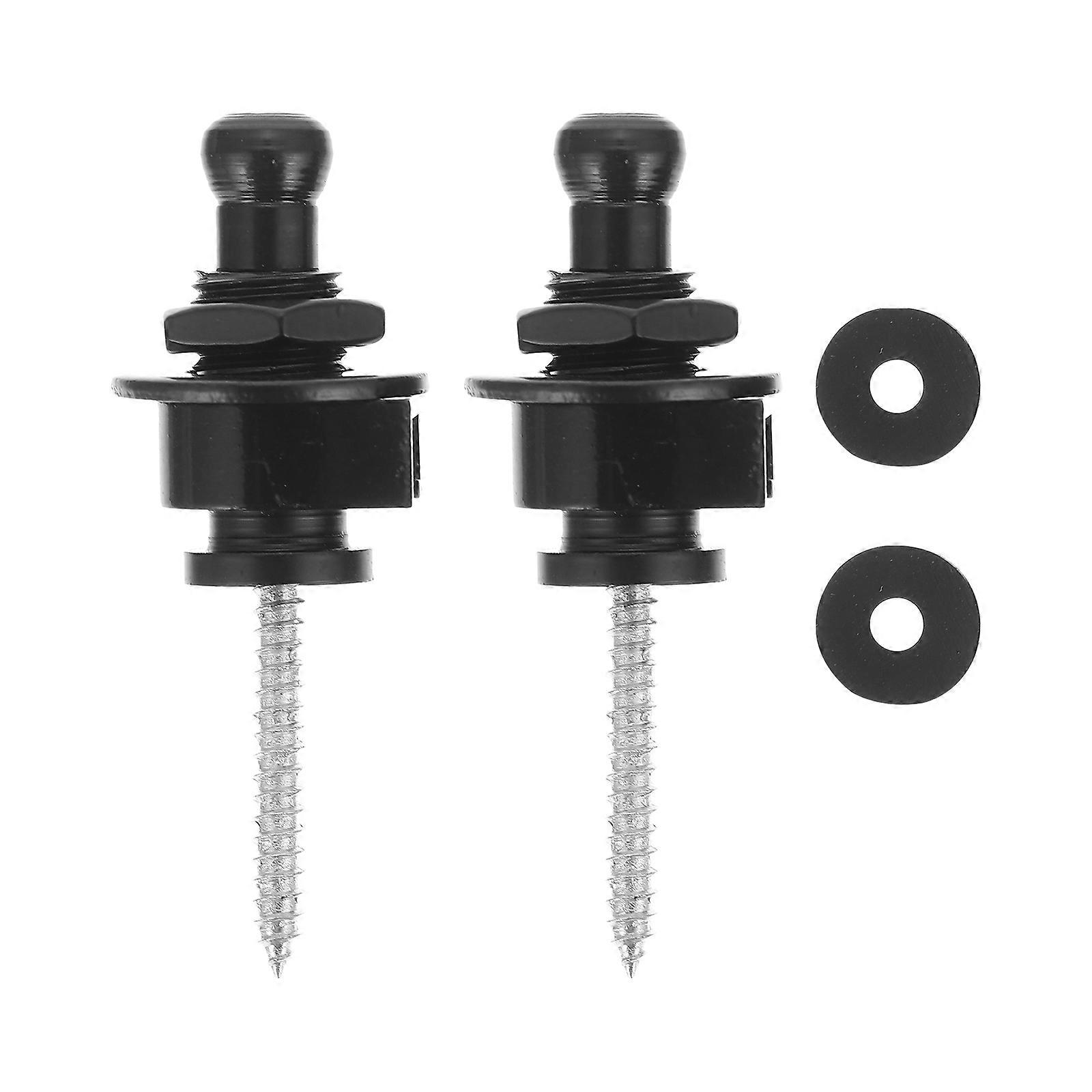 Durable Guitar Strap Button Locks for Electric Guitar 2Pcs Black Iron