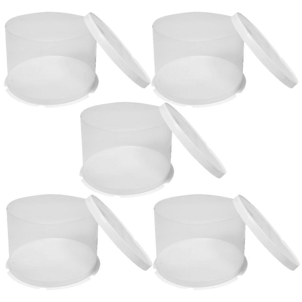 Cake Boxes Round Cake Display Container for Decor 5Pcs White Pet Material