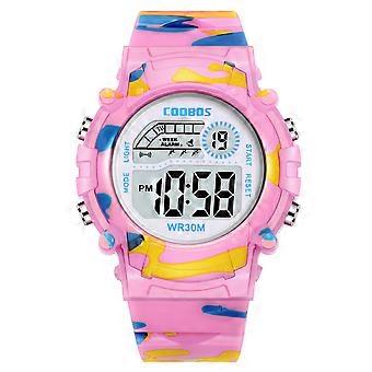 Digitaal horloge voor kinderen, multifunctioneel waterdicht LED-digitaal horloge met wekker, stopwatch, kalender en datumweergave, schokbestendig en verstelbaar.