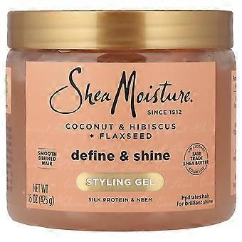 SheaMoisture, Styling Gel, Define & Shine, Coconut & Hibiscus + Flaxseed, 15 oz (425 g), 3-Pack