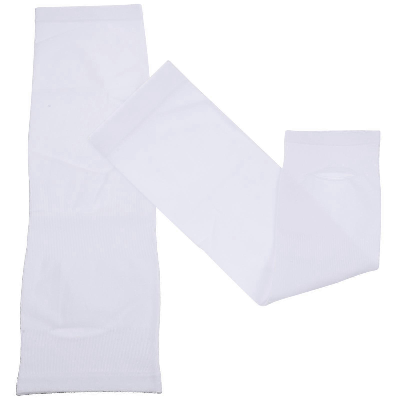 Breathable Arm Sleeves Summer Use White Nylon Cool Feeling Function 1 Pair
