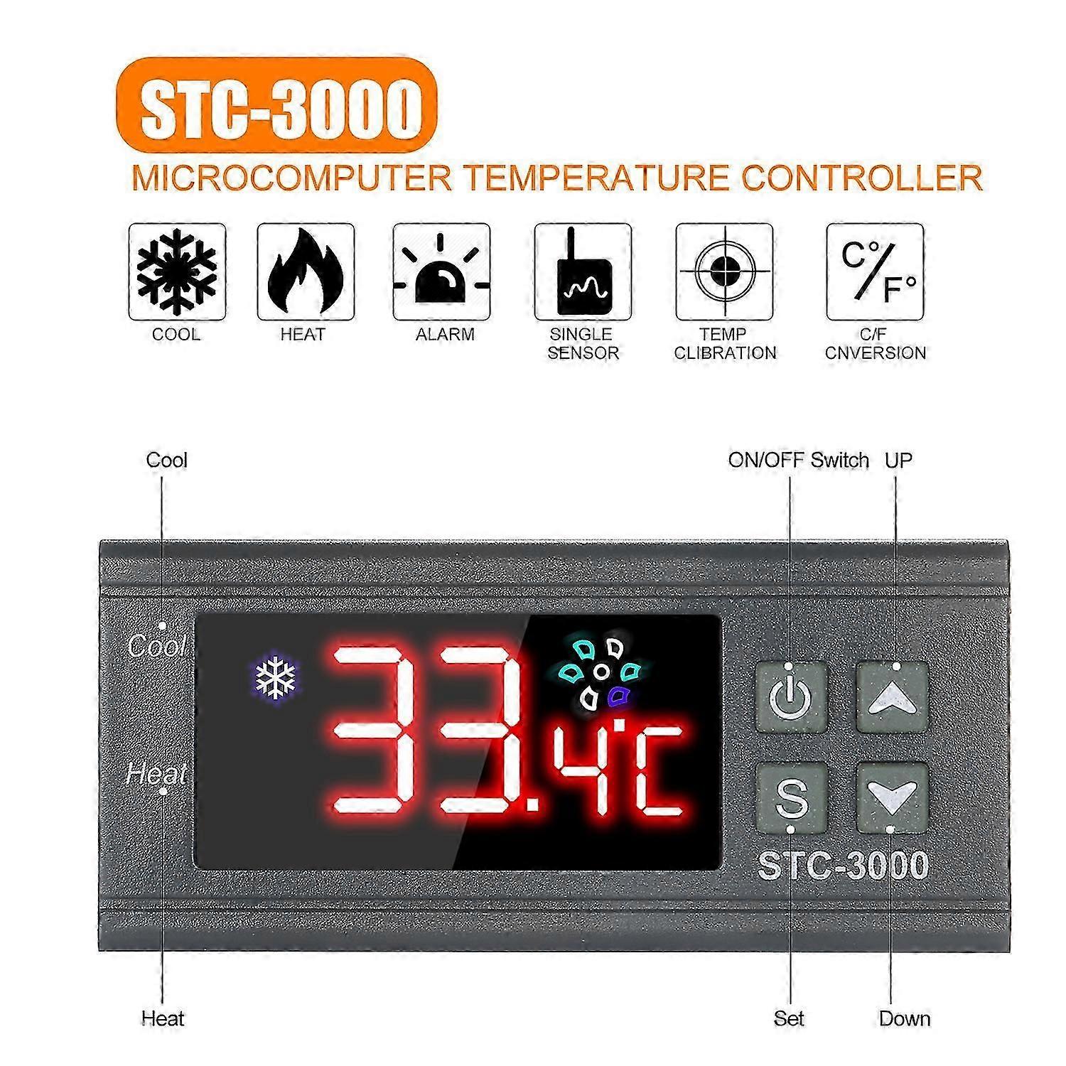 STC-3000 Microcomputer Temperature Controller 24V Digital Thermoregulator With NTC Probe Cool Heat Sensor