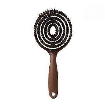 Hollow Bristle Hair Brush for Volumizing and Quick Drying, Anti-Static Scalp Massage Brush with Chrome Finish