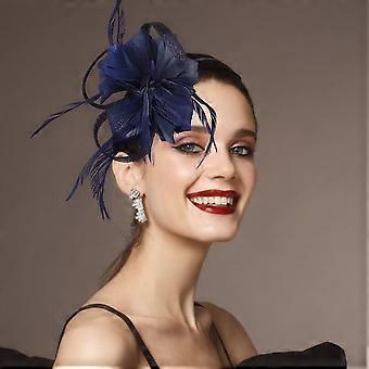 Feather Headpiece,Flower Hairband Hair Accessories Decorative Headdress Girls Fascinators Hat for Dancing Party  White