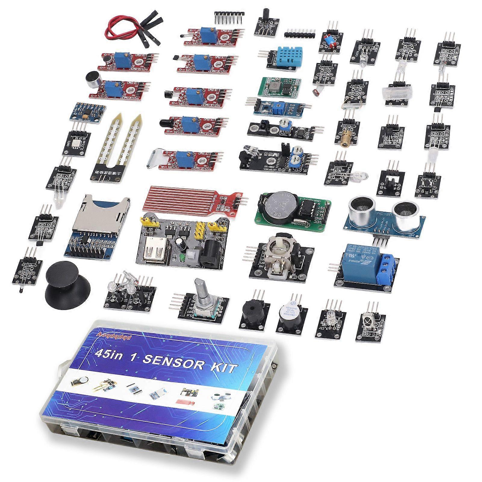 45Pcs Sensor Module Clock Board Temp Sensor Module Electronic Component Set Kit for Raspberry Pi