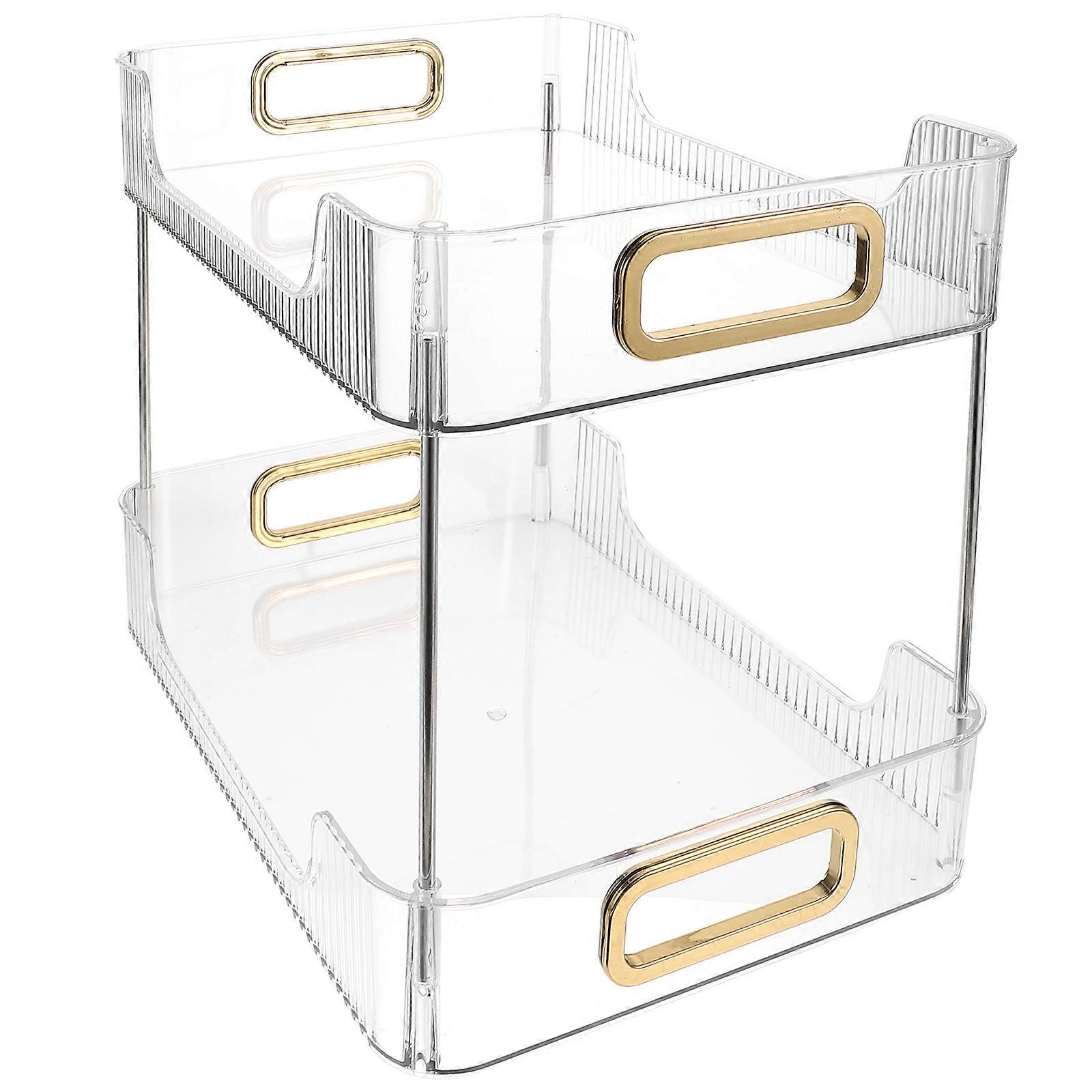 Bathroom Countertop Organizer Double Layer Storage Rack for Transparent