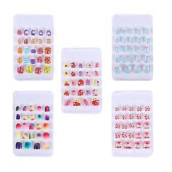 120Pcs Kids Fake Nails Full Cover Nails Press On False Nails Manicure Decor