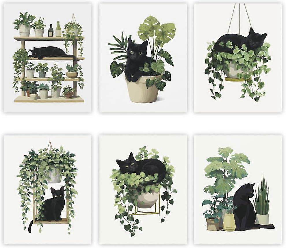 Paper Wall Decorations for Home Decorations Rectangle Cat Shape 254x205mm 6pcs/set