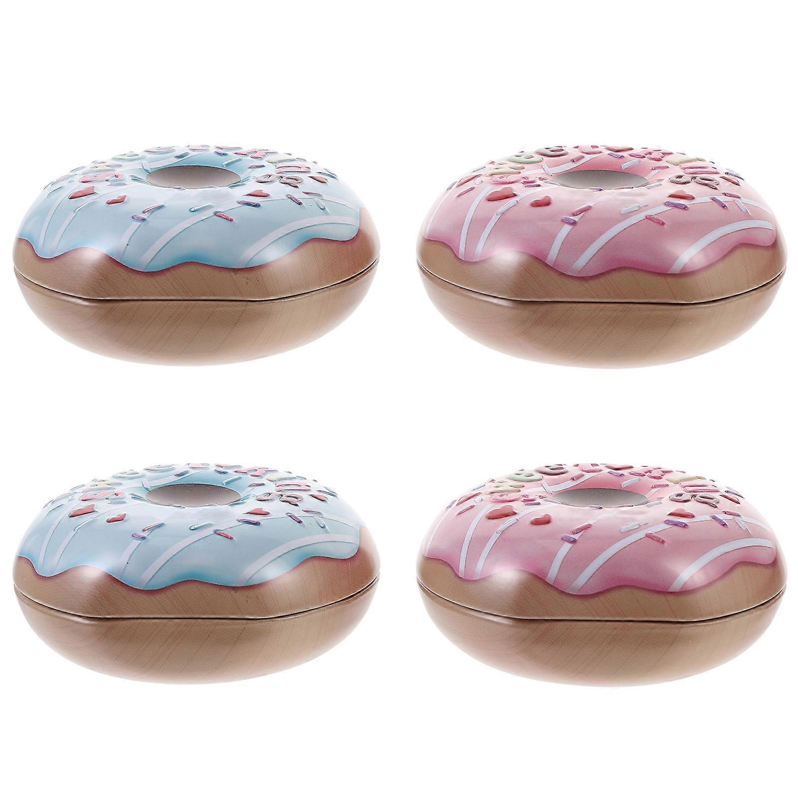Tinplate Candy Boxes Donut Wedding Gift Boxes for Candy 4Pcs Pack
