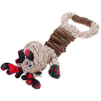Peluche de Noël en forme de cerf pour chien, jouet à mâcher pour la dentition des animaux de compagnie