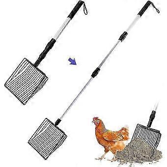 Adjustable 3-in-1 Chicken Coop Shovel - Sifting Litter Scooper with Aluminum Handle for Easy Cleaning