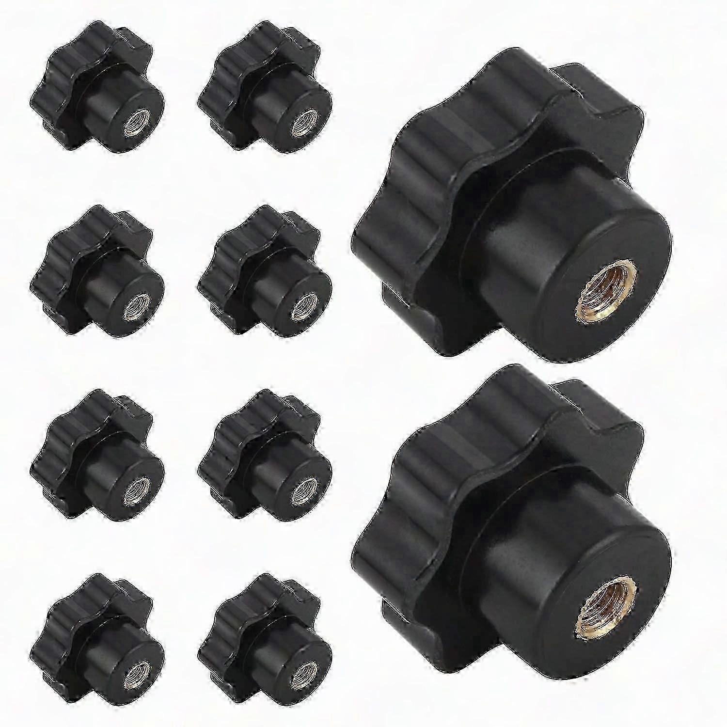 Set of 10 M6 Female Thread Clamping Knobs Black Plastic Star Shape Grip Knobs for Machine Tool 2025