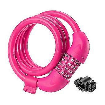 Pink 4-Digit Resettable Combination Bike Lock compatible with Outdoor Fence Protection Universal