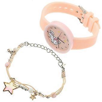Cartoon Unicorn Pattern Kids Quartz Wrist Watch, Adjustable Band, Skin-Friendly, For Students, Timekeeping Gift