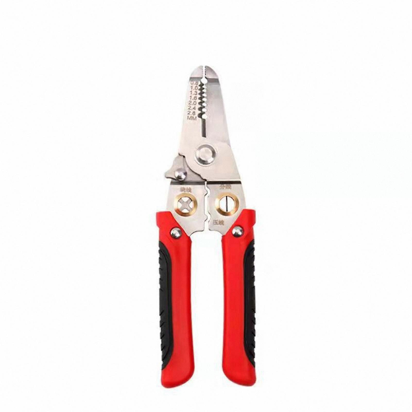 17.5cm Multi-Function Wire Tool for Cutting, Stripping and Crimping, Red/Grey/Orange