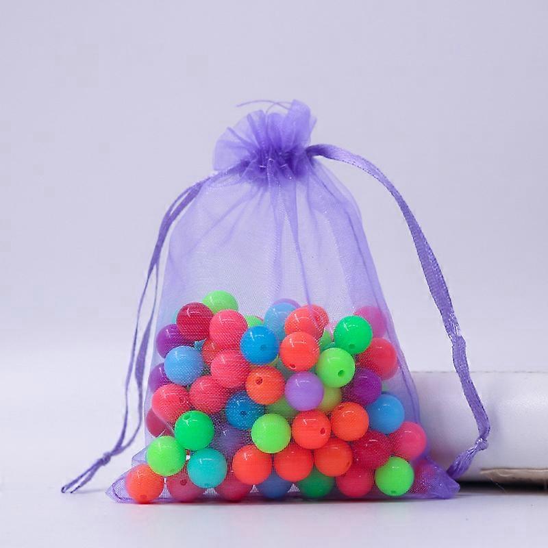 100pcs Rectangle Organza Drawstring Bags Medium Slate Blue 9x7cm