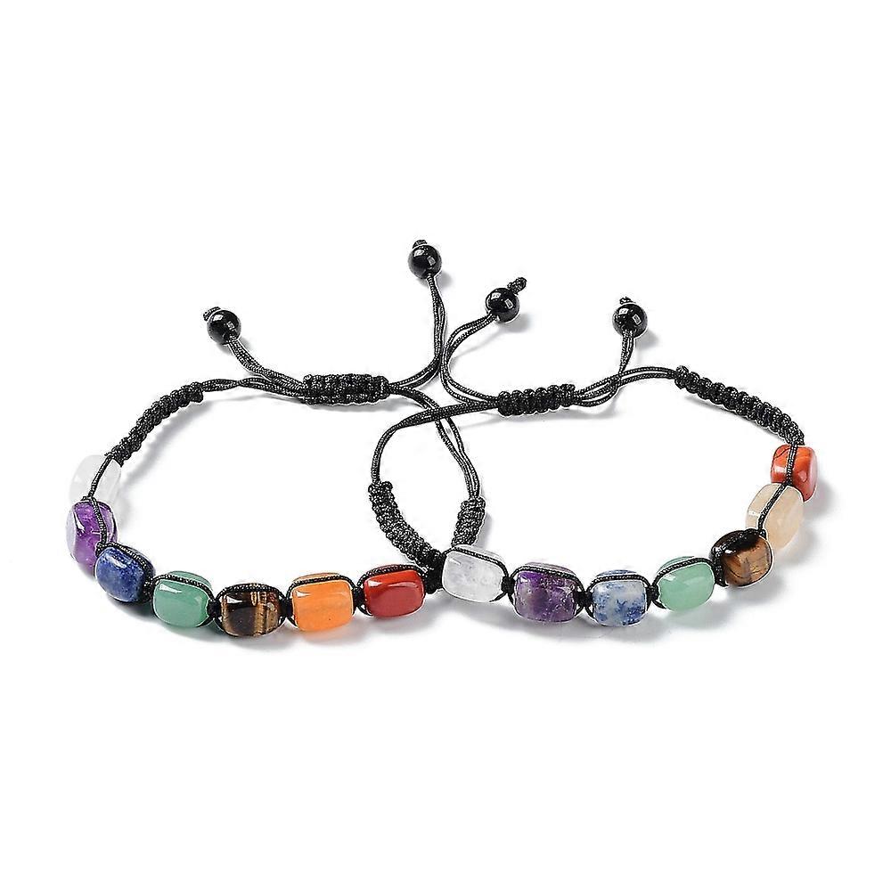 5pcs  Mixed  Rectangle  Bead Bracelets Chakra  Adjustable Bracelets Inner Diameter: 2-1/8~4-1/8 inch(5.4~10.5cm)