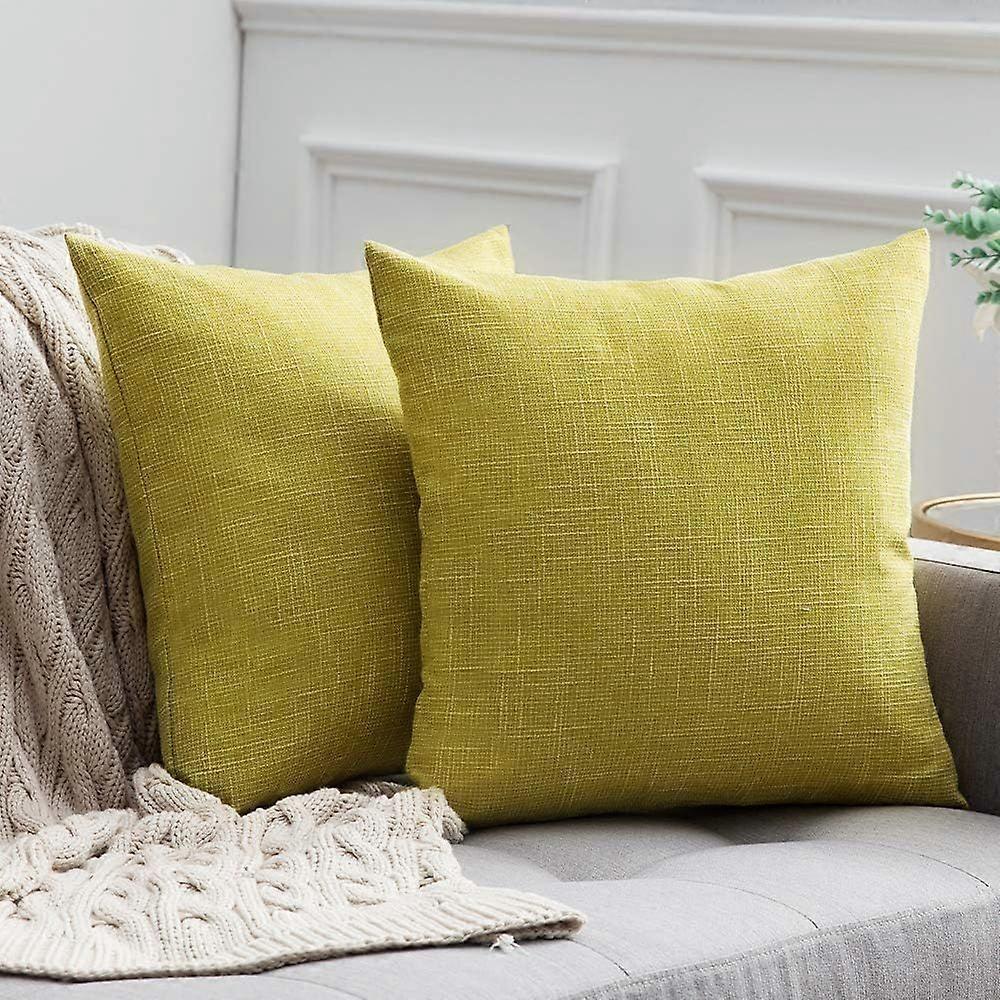 Solid Colour Faux Linen Pillow Cover