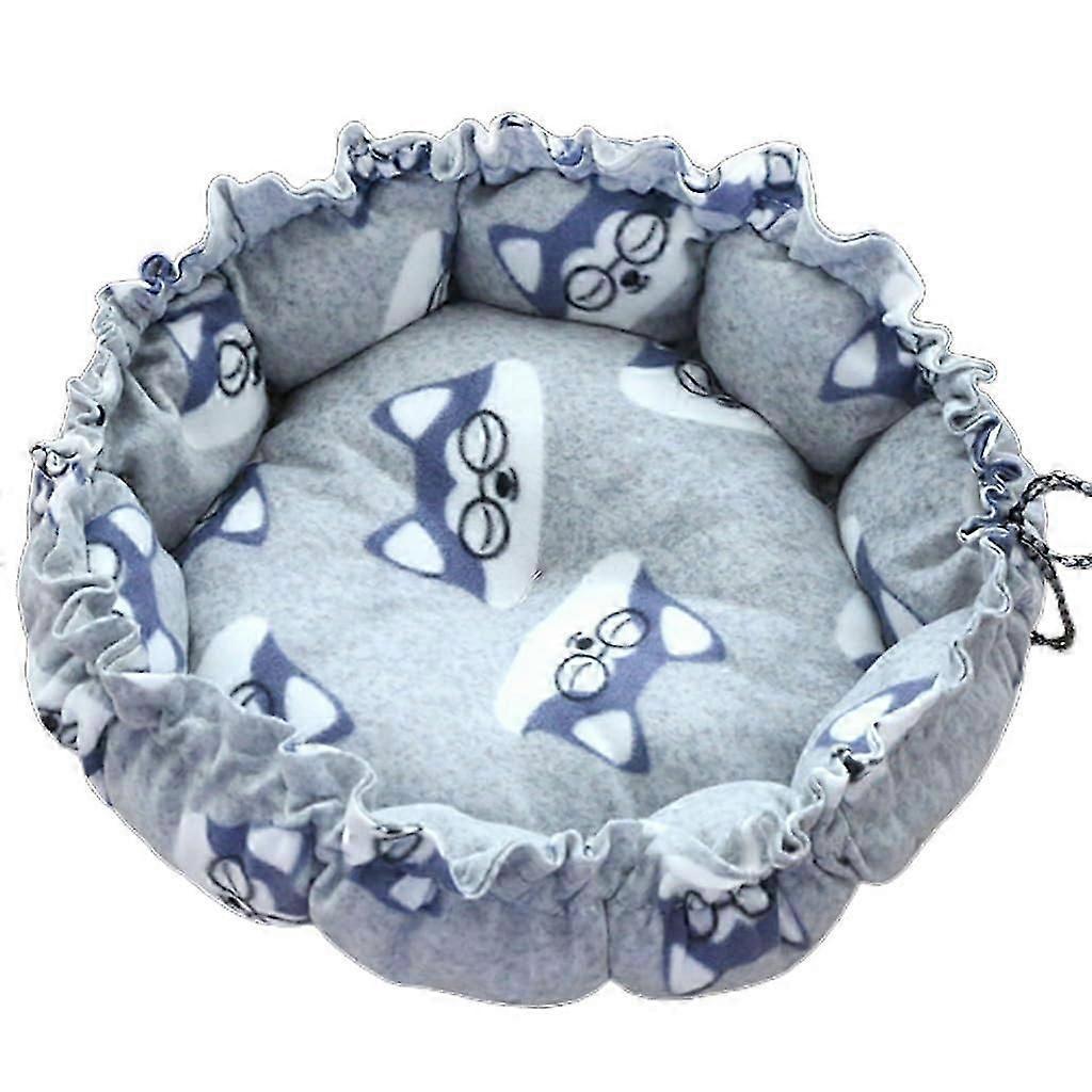 Plush Round Cat Bed With Drawstring