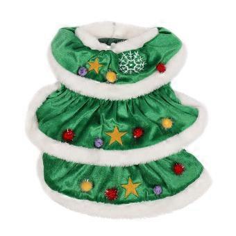 Christmas Tree Pet Costume with Hooded Cape and Hat for Cats and Small Dogs Christmas Party