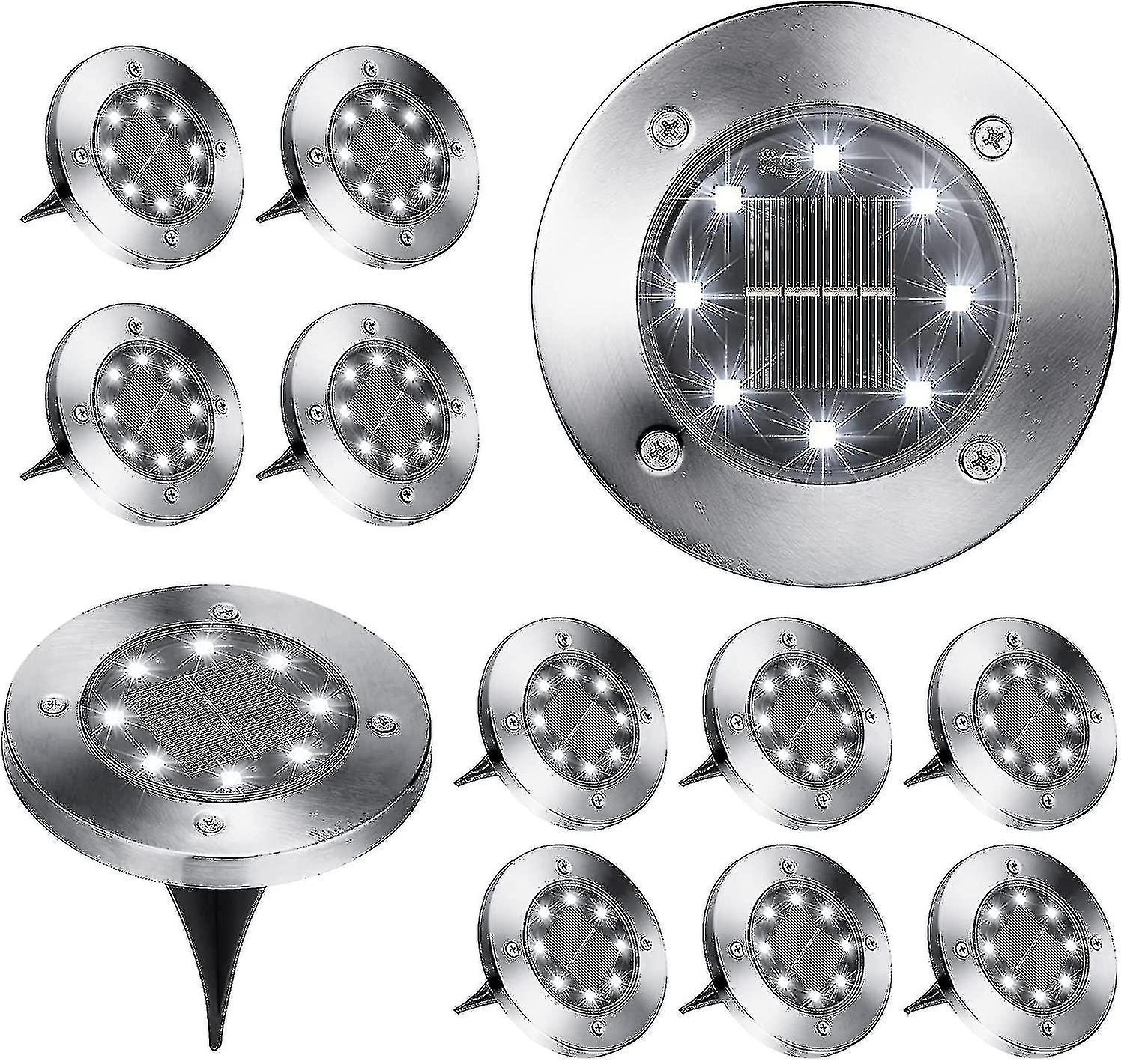 Markljus, 12-pack 8 LED-sollampor, vattentäta,
