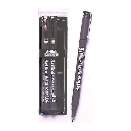 Artline Drawing System Pen Black Wallet of 3 Water Based Pigment Fade Proof