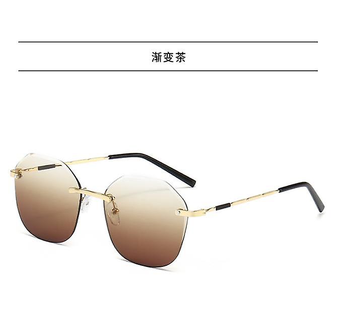 2022 Hot Selling New Brand Men's And Women's Uv Protection Two-color Sunglasses Ins Polygon Rimless Sunglasses