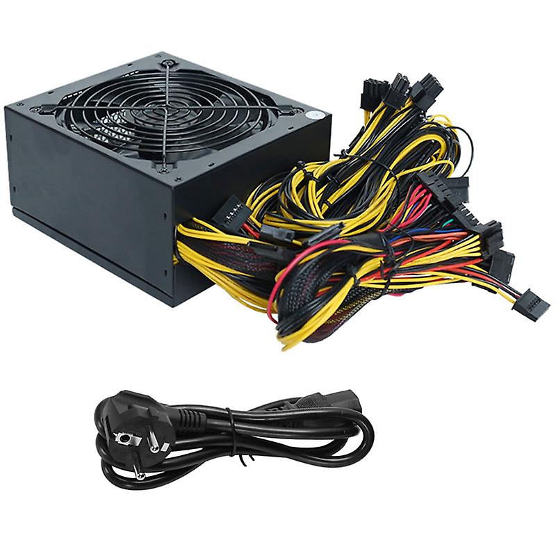 Eu Plug 2000w Mining Power Supply Support 8 Gpus Gpu Mining Rig, For Eth Bitcoin Ethereum Miner With Power Cable