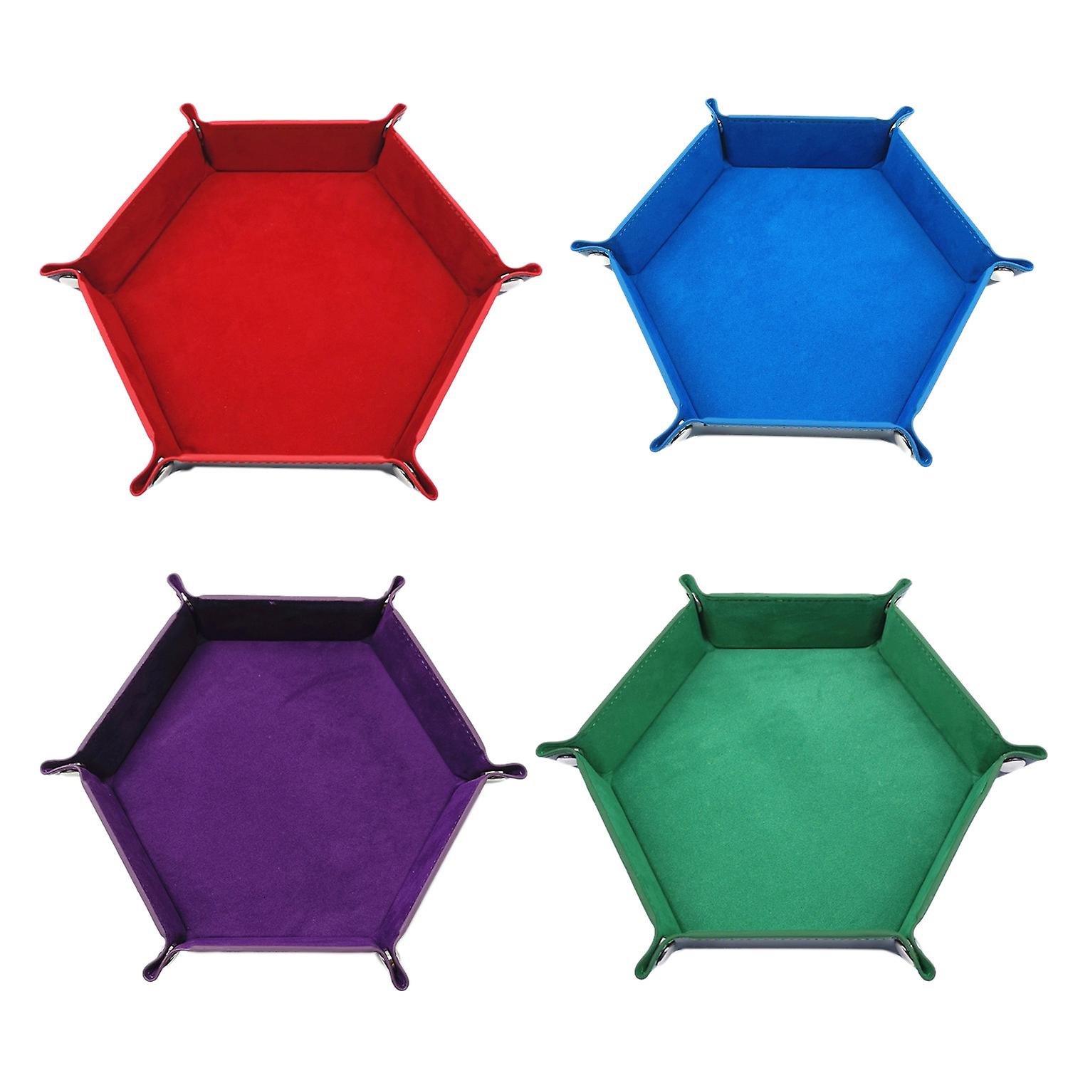 4 Pieces Tray Rolling Holder Folding Leather Trays Box for Games Like RPGTable Games