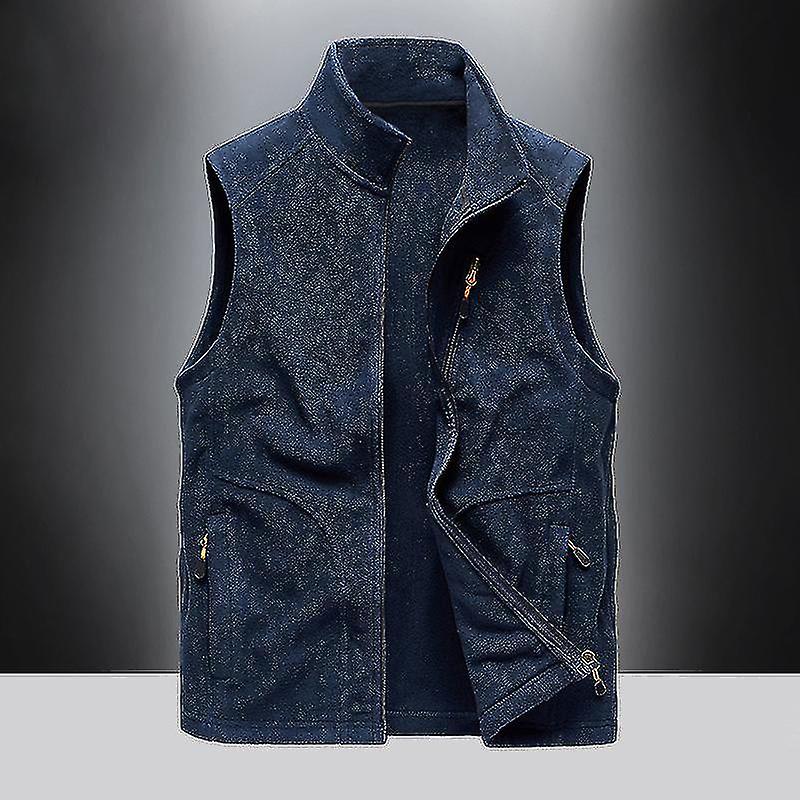 Mens Fleece Waistcoat Open Front Holiday Coat Thicken Plush Jacket Vest