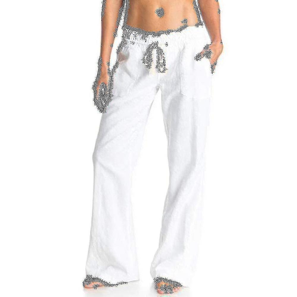 kvinners bomull lin bukser strand bukse
