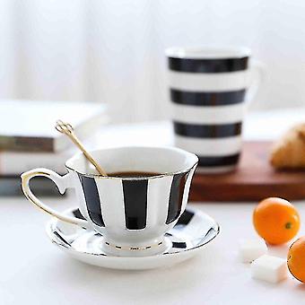 Schwarz und Weiß Hepburn Stil Retro-Serie Gestreifte gepunktete Kaffeetasse und Untertasse Bestes Geschenk
