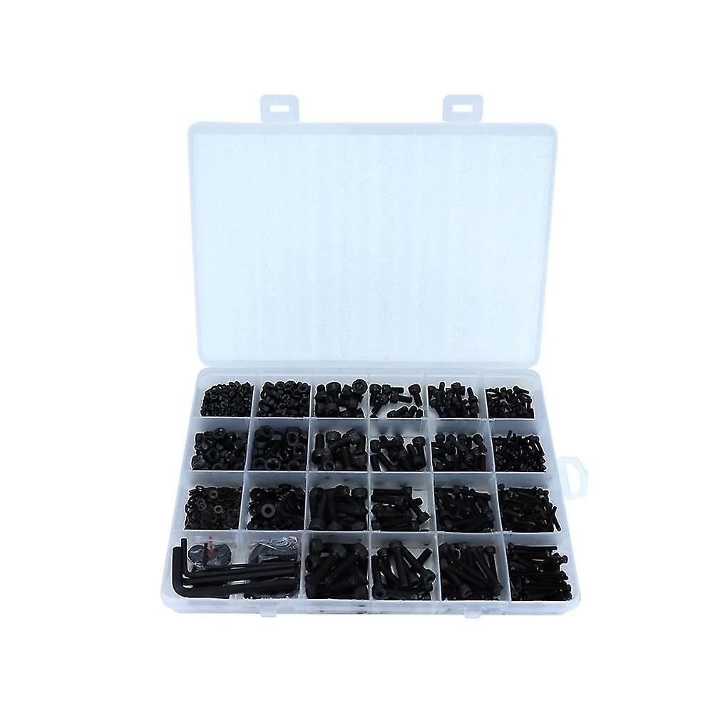 1124pcs M2 12.9 Grade Steel Hexagon Socket Head Cap Screws Nuts And Assortment Kit With Hex Key,2