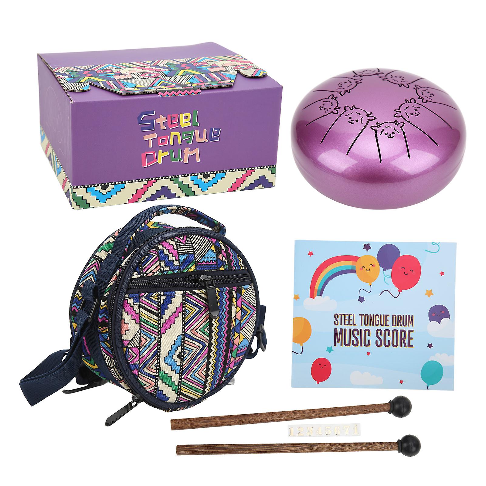 5.5in 8 tons Tongue Drum Steel Ti Alloy Ethereal Drum Percussion Instrument Kit Sheep Pattern