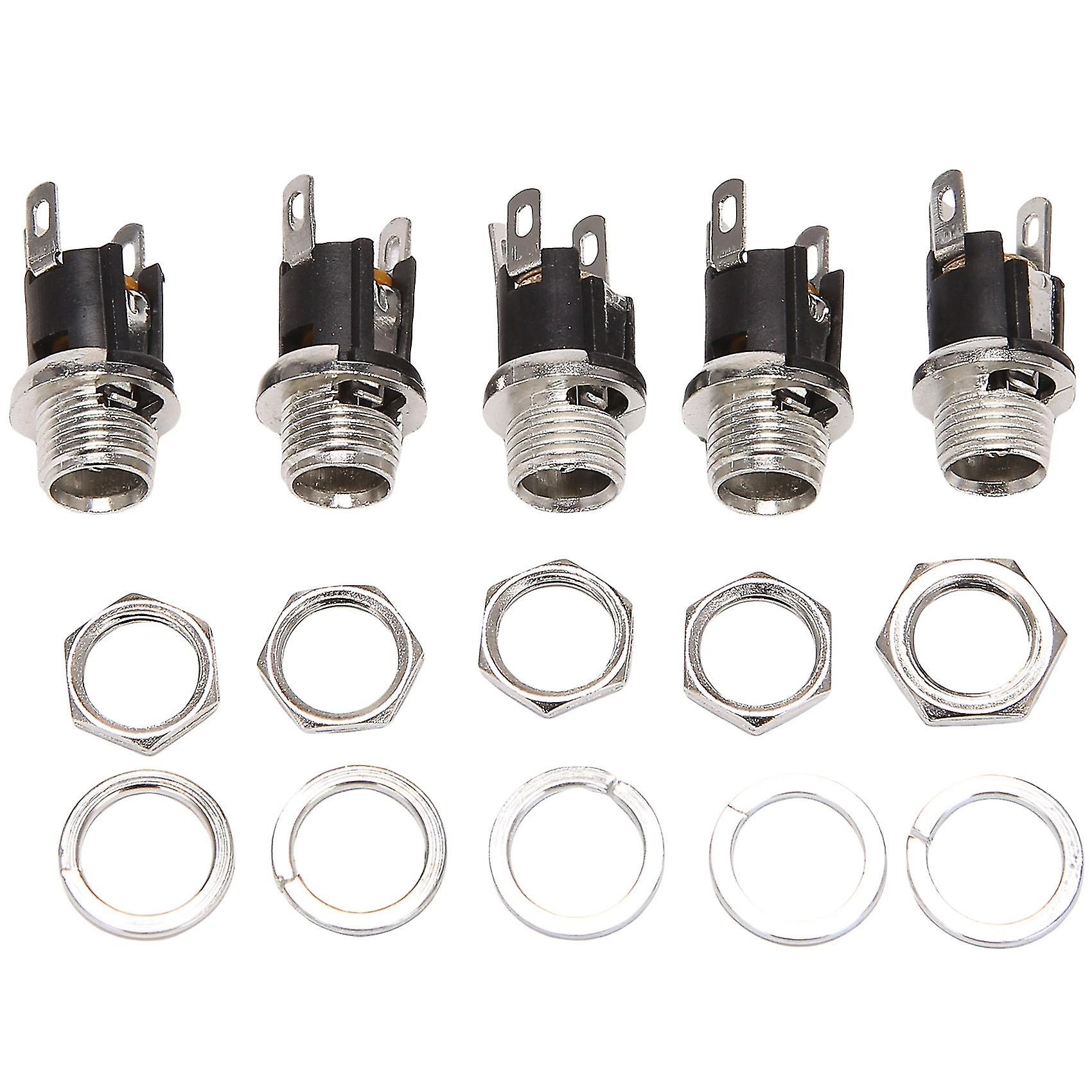 5 Pcs 5.5mmx2.1mm Dc Power Socket Female Panel Mount Connector