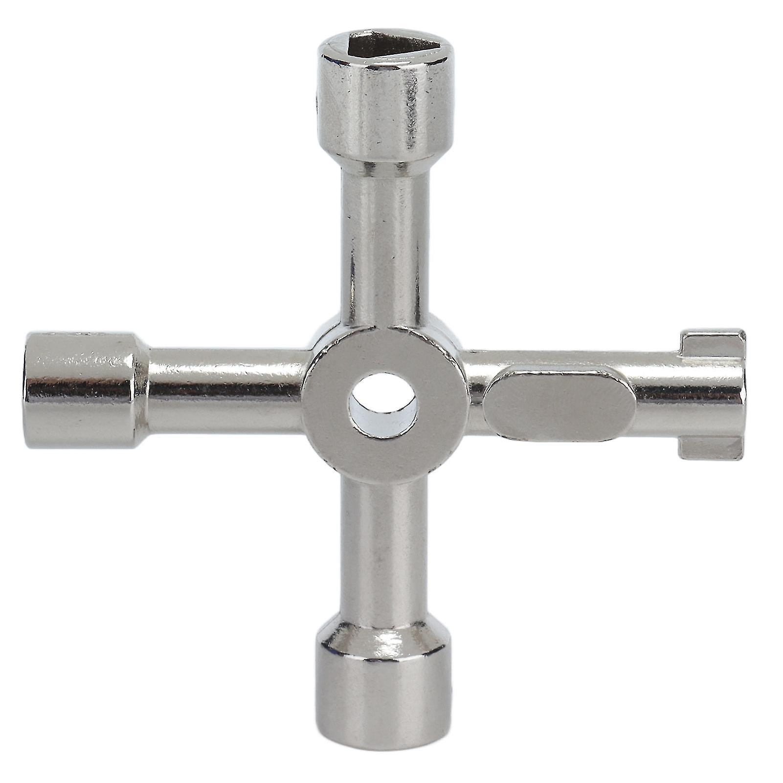 Risegun Utility Key Utility Key Wrench Zinc Alloy 4 in 1 Multifunctional Hand Tool for Cabinet Valve