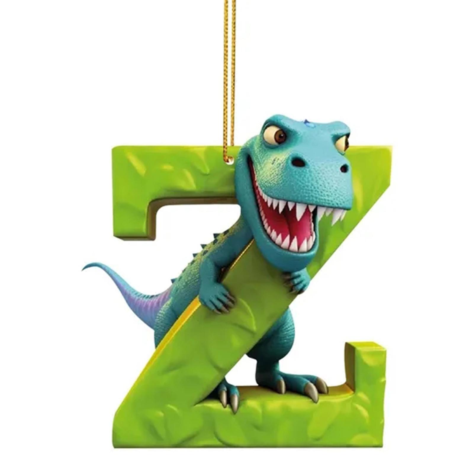 Plastic Dinosaurs Letters Ornaments for Xmas Tree Simple Car Rear View Mirror Decor for Backpack Car