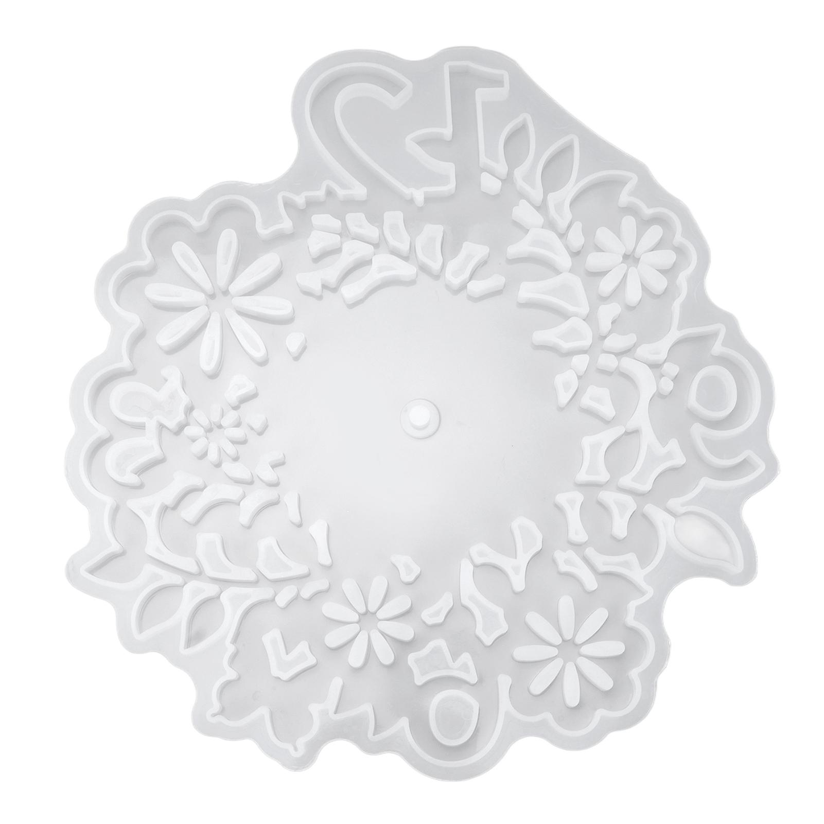 Silicone Mold Leaf Flower Pattern Clock Dial, White Resin Mold, DIY Craft