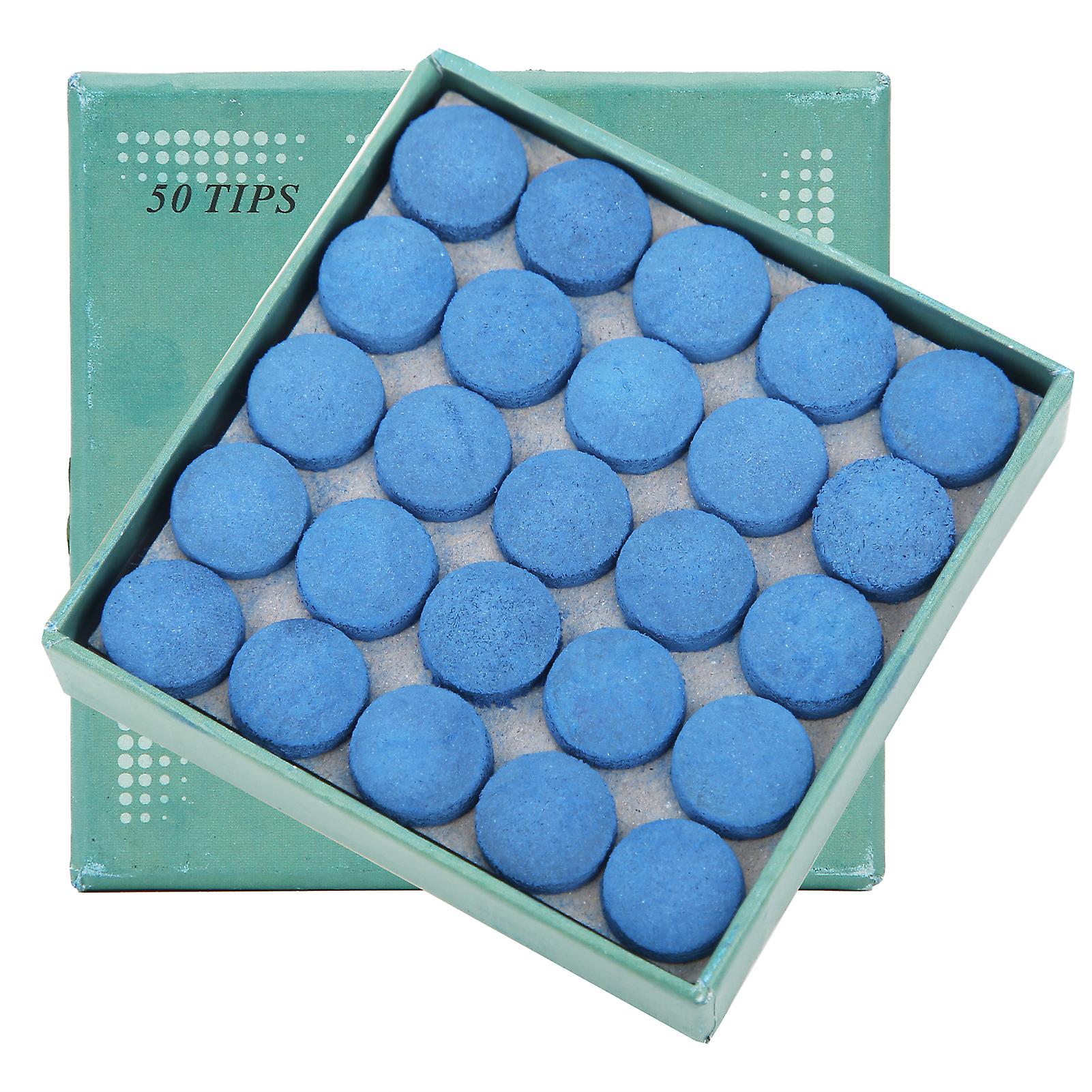 50Pcs Blue 13mm Cowhide Pool Cue Tips Hardness Control