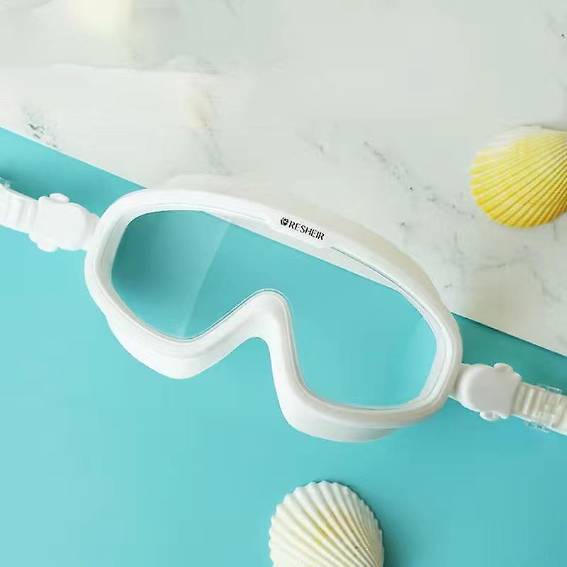 Swimming Goggles Antifog Leakproof Large Frame Clear Fashionable Swim Goggles for Men Women White Transparent