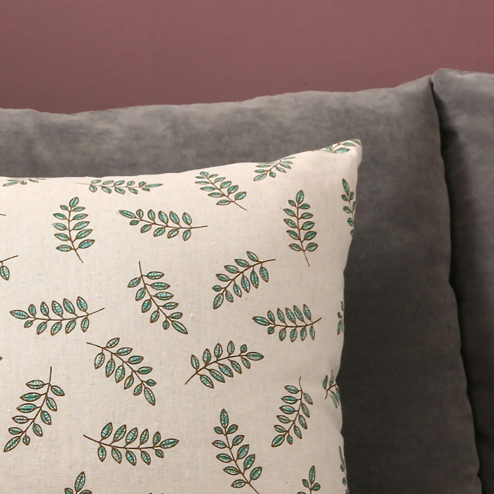 Home Pillow Case Sofa Cushion Accessories Linen Nordic Style Daily Use Home Textiles Small Green Leaves 40x40