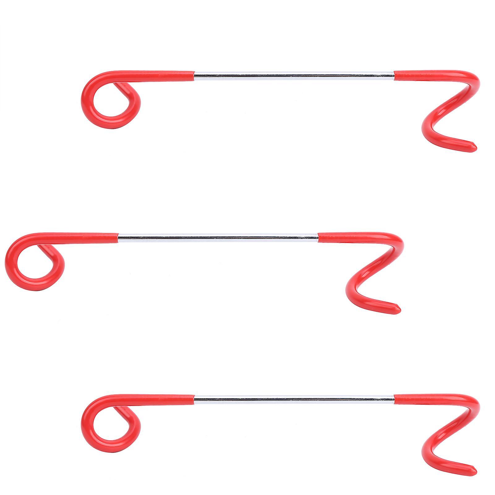 3Pcs Outdoor Camping Tent Hooks Multifunctional S-Shaped Two-Way Steam Light Hangers Red Durable Steel