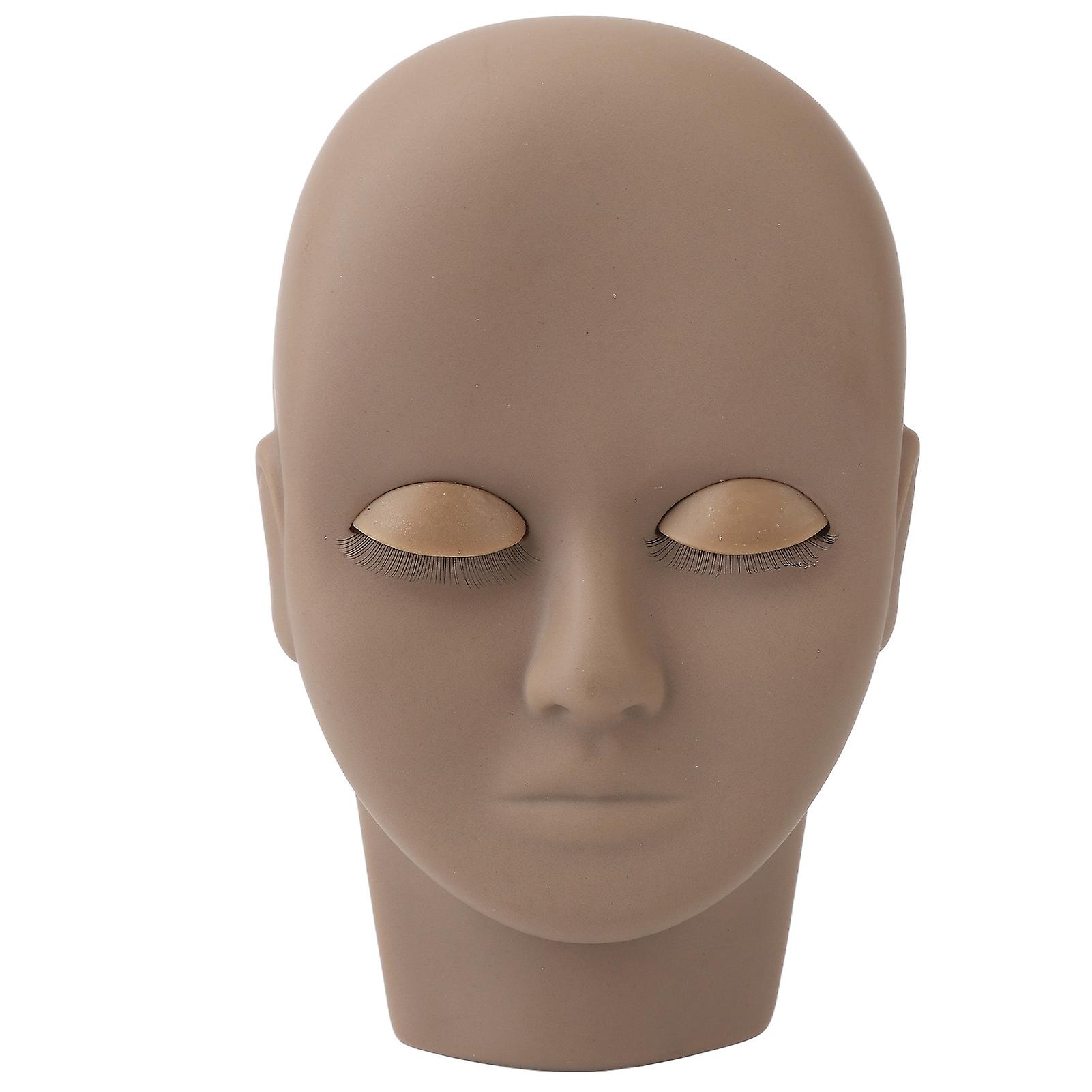 Lash mannequin head reusable soft rubber replacement eyelid mannequin head for lash extension practice dark brown